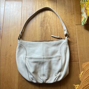 Cream Leather Shoulder Bag - Versatile Everyday Hobo